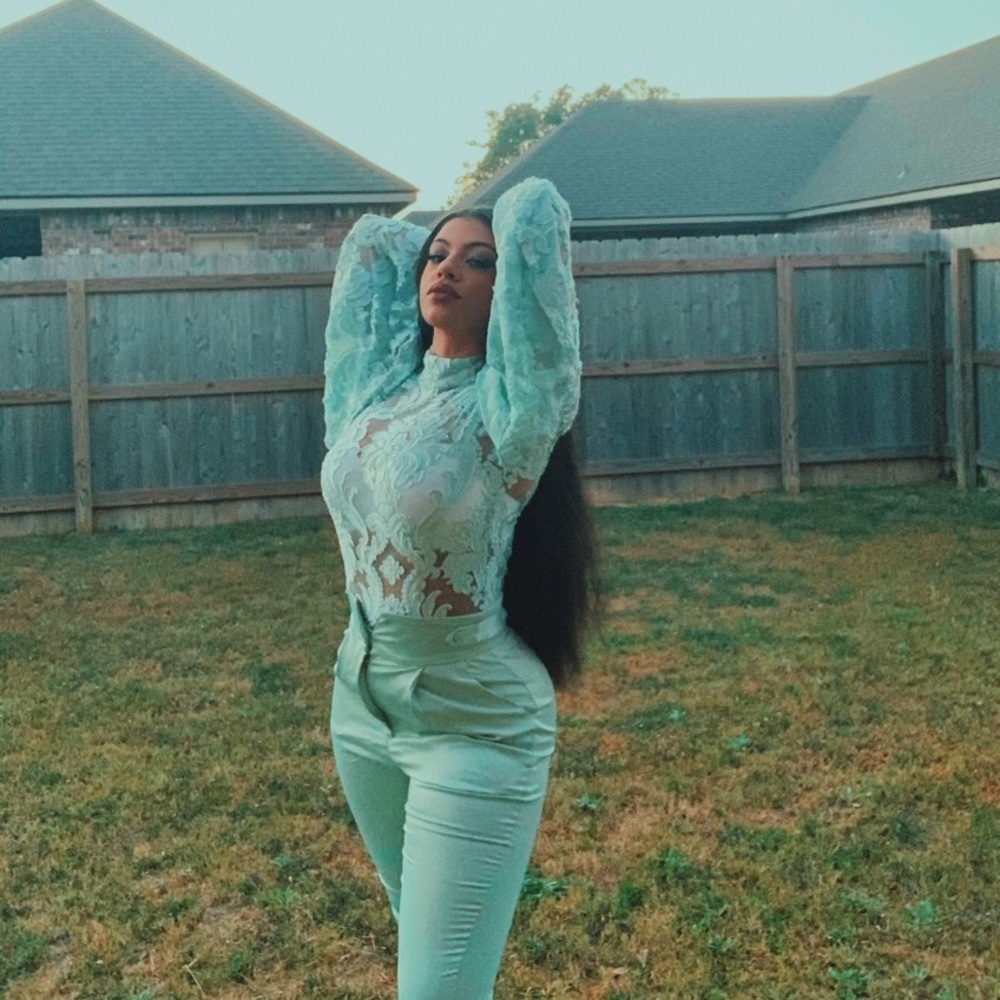 Mint green satin pants
